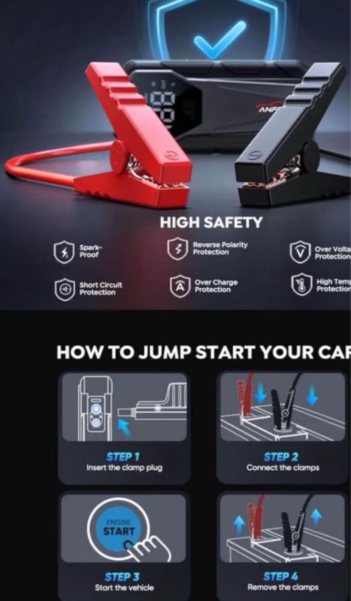 5500A 12V Portable Car Jump Starter Battery Pack - photo 5