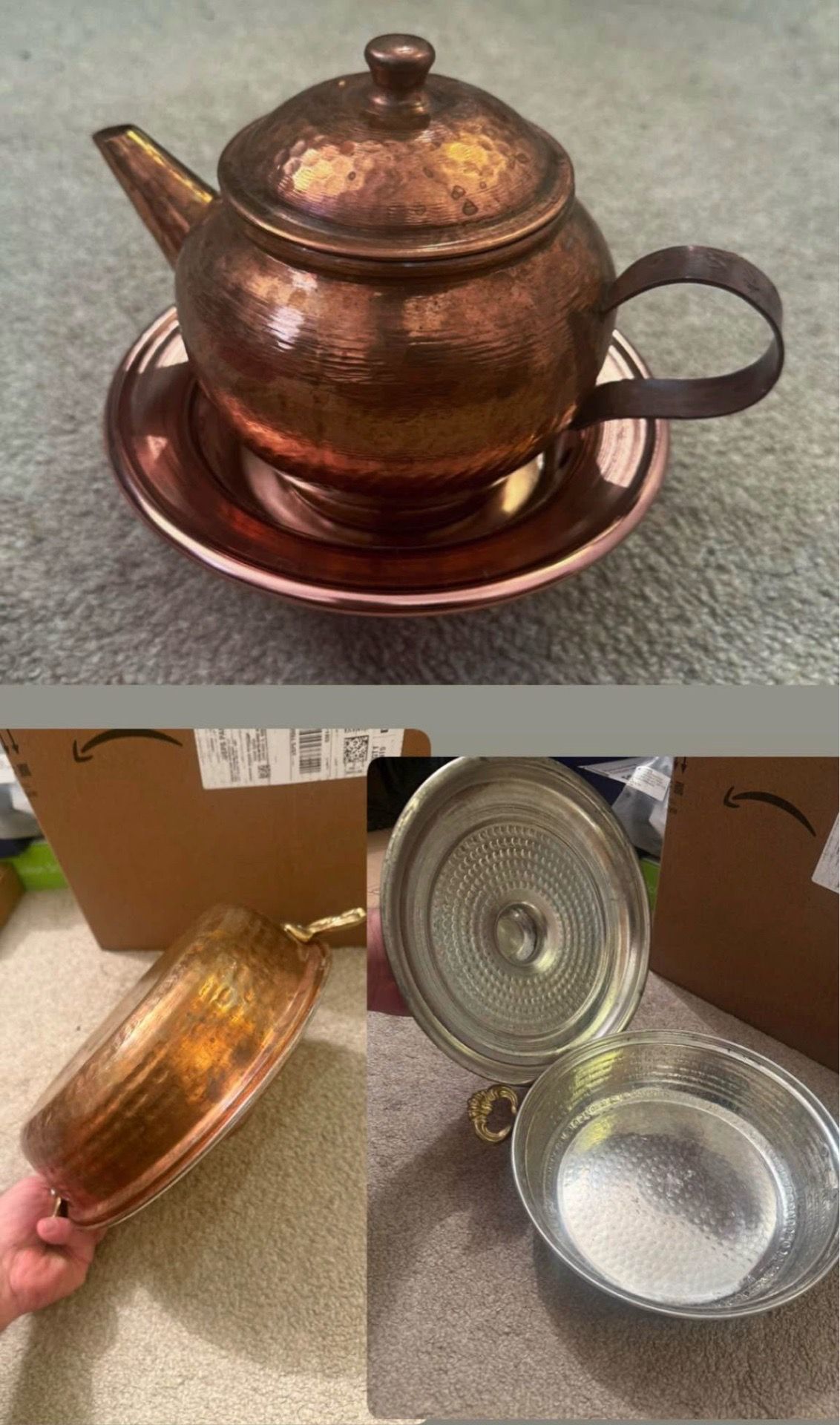 Handcrafted Pure Copper Antique Cooking Pot with Lid - photo 5