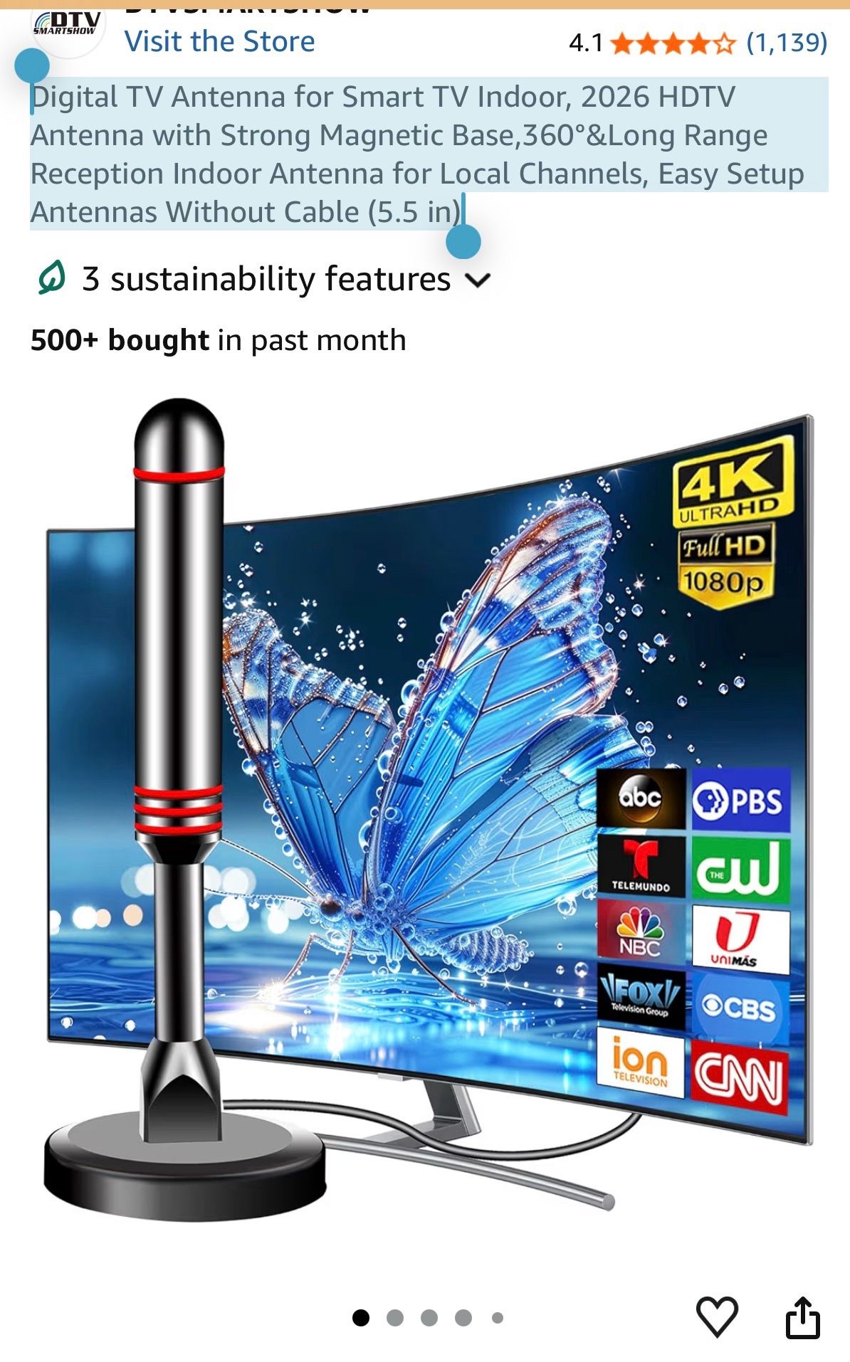 Digital TV Antenna for Smart TV Indoor with Magnetic Base - photo 3