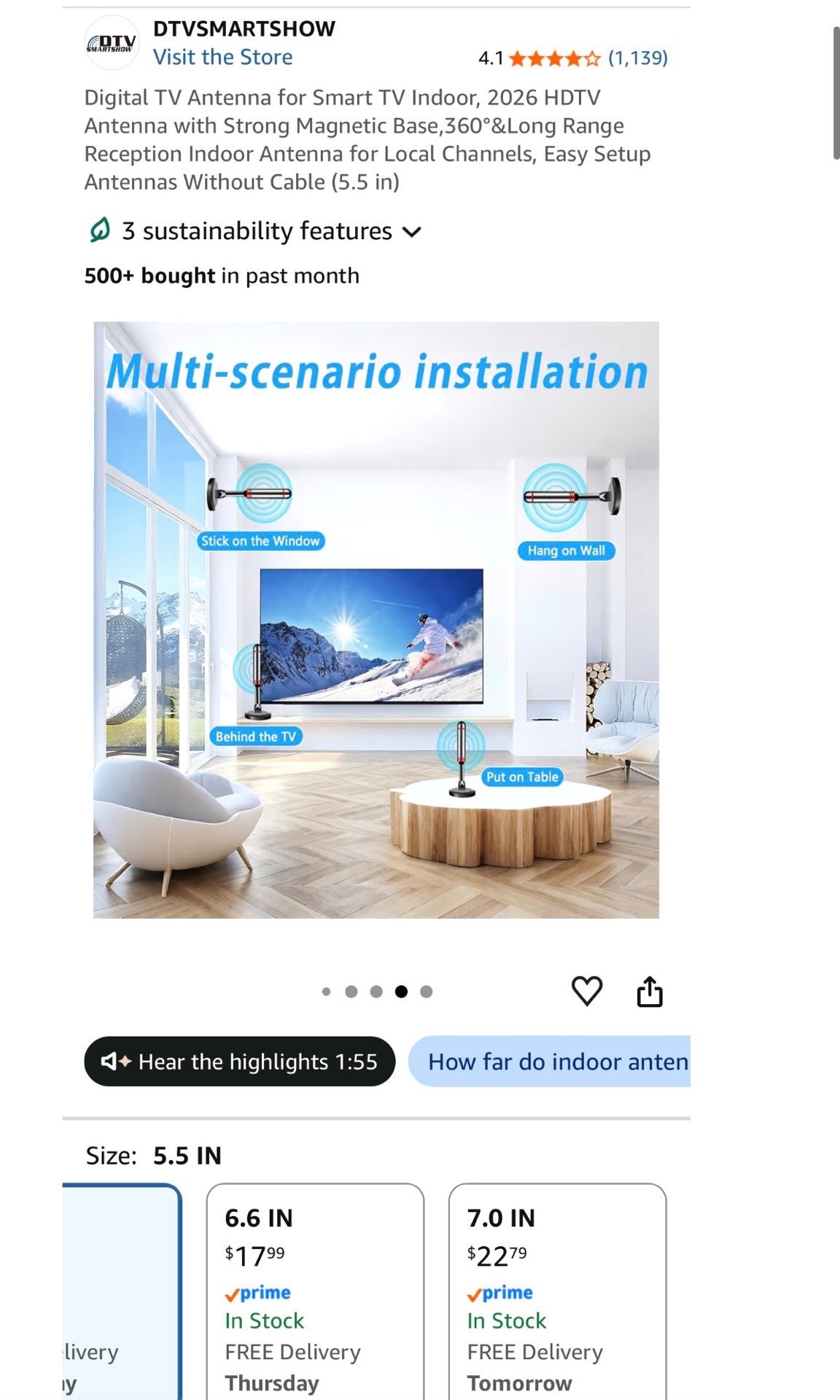 Digital TV Antenna for Smart TV Indoor with Magnetic Base - photo 5