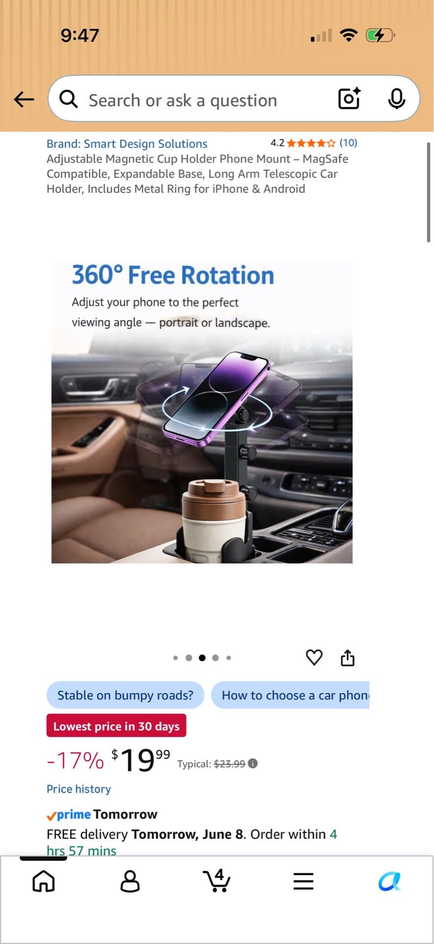 Adjustable Magnetic Cup Holder Phone Mount - photo 4