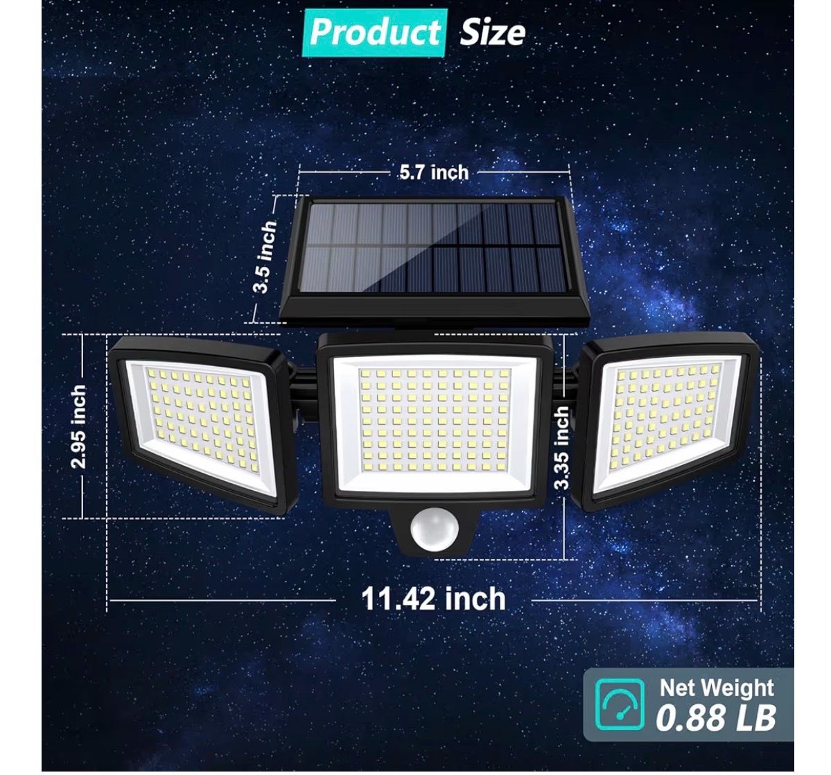2 Solar Outdoor Lights 3500 LM 280 LED Security Lights - photo 4