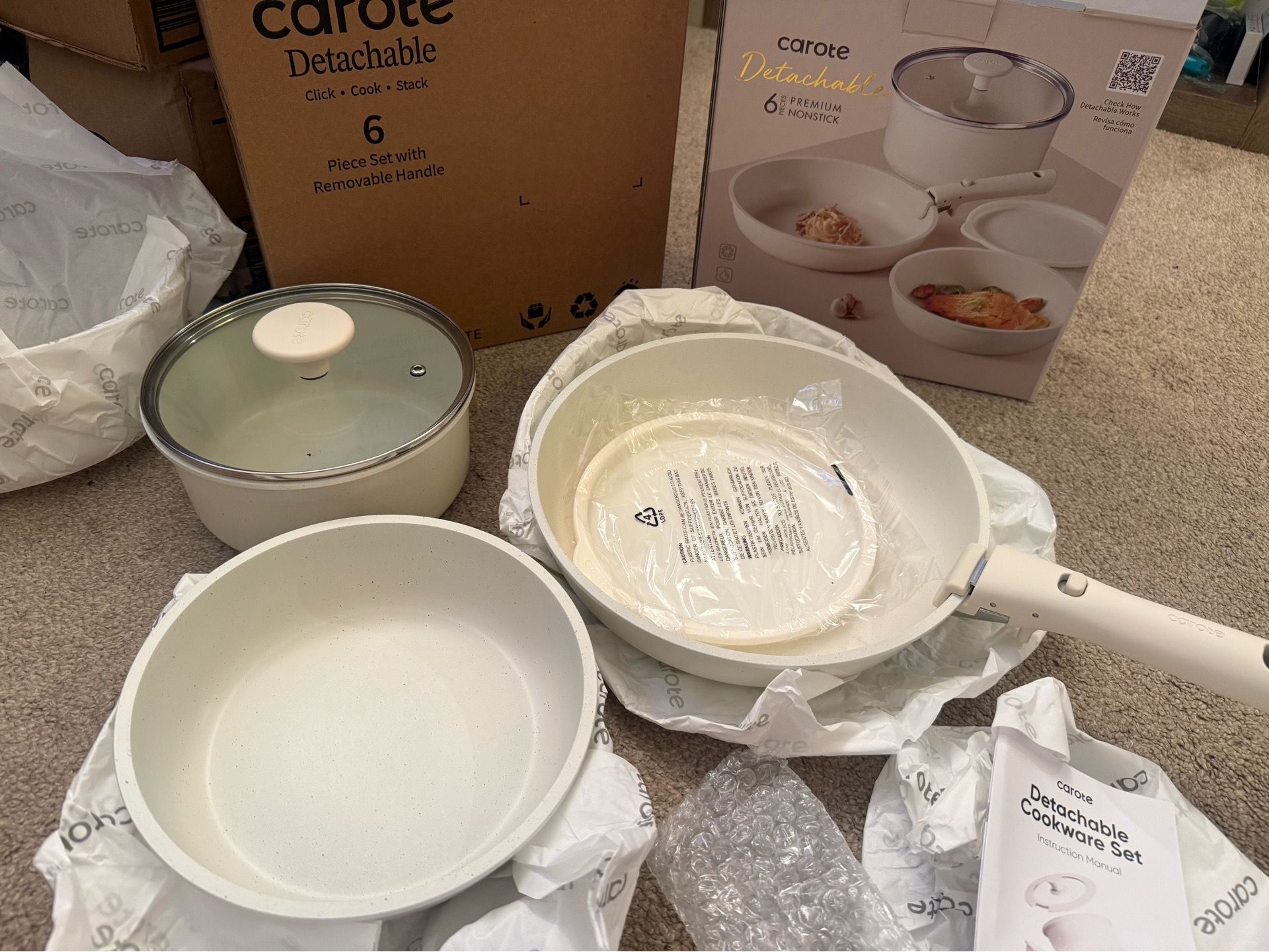 Nonstick Ceramic Cookware Set with Detachable Handle