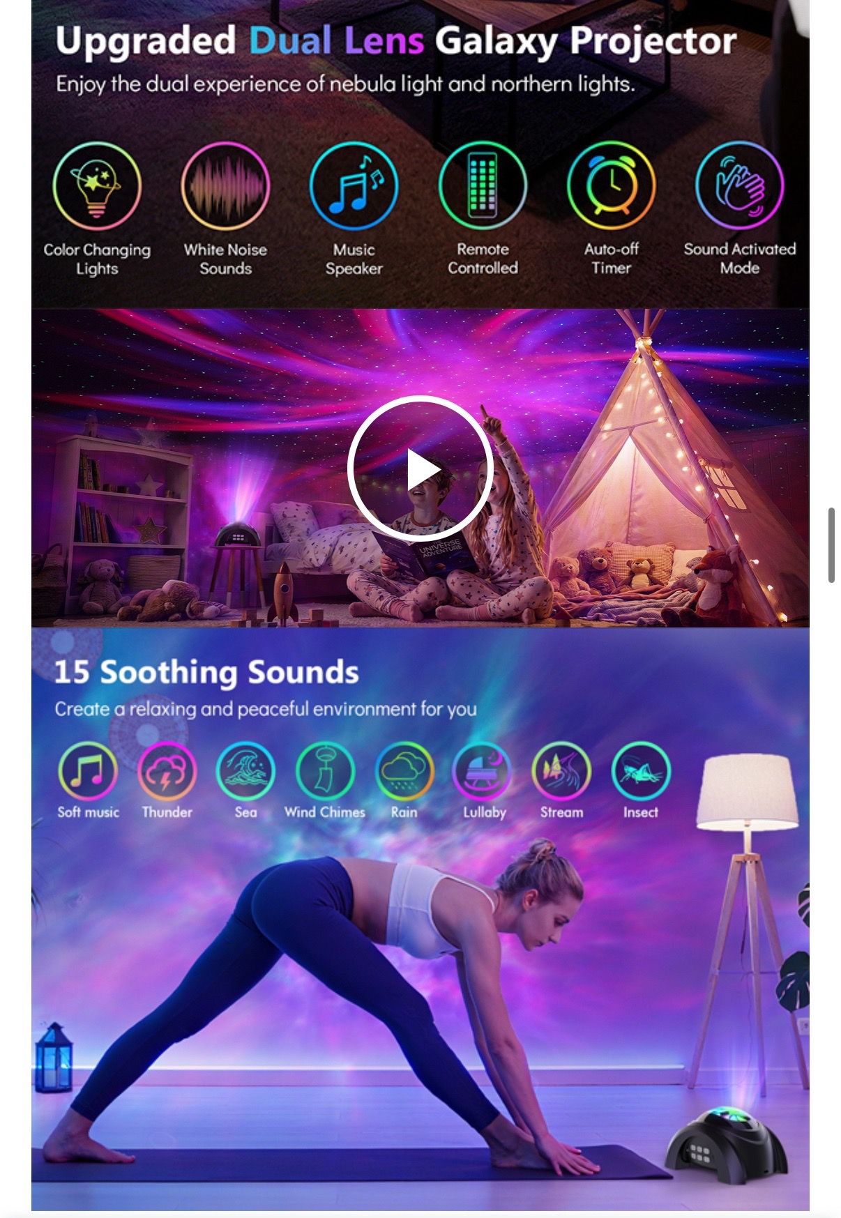 Dual Lens Galaxy Projector with Bluetooth Speaker & Timer - photo 3