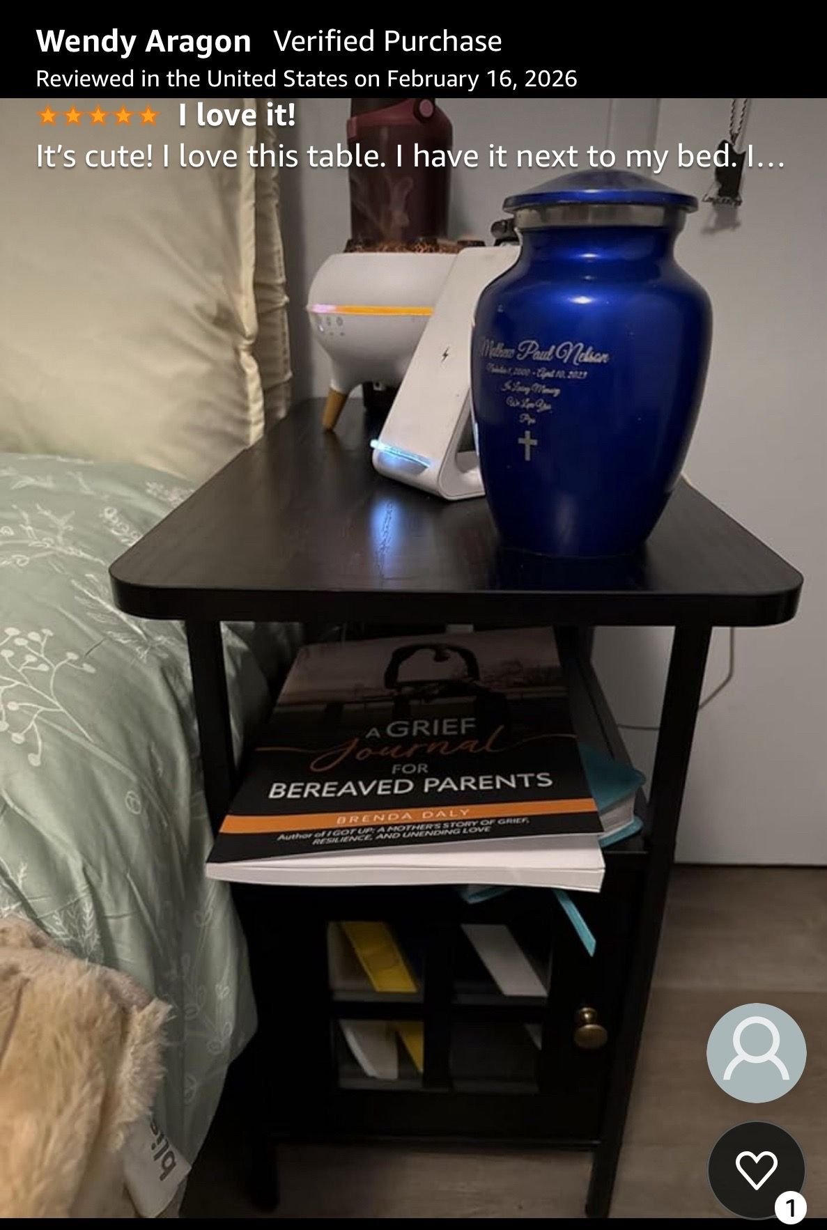 Narrow Side Table with Charging Station - 3-Tier End Table - photo 5