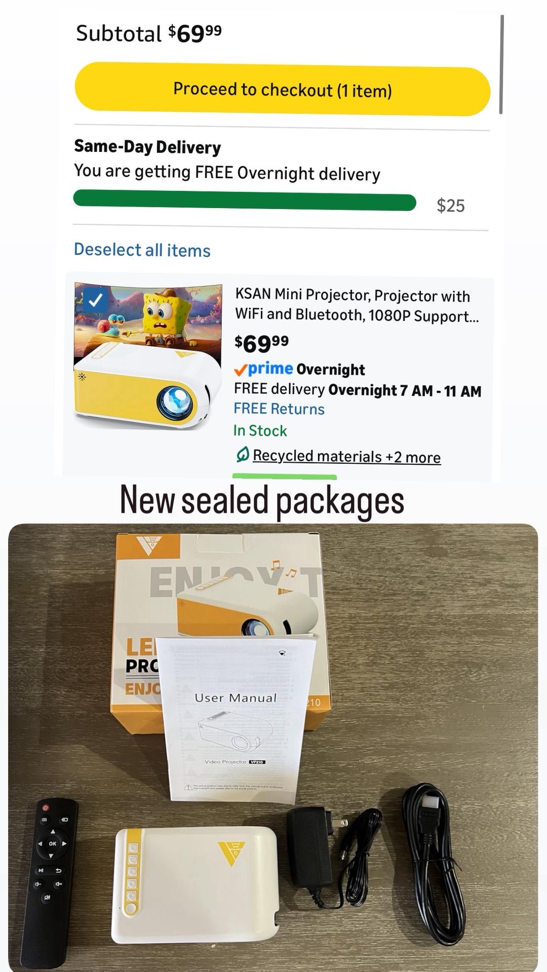 1080P WiFi & Bluetooth Projector with Built-in Speaker - photo 2