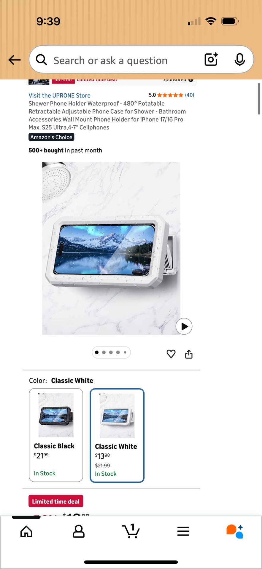 Shower Phone Holder Waterproof Rotatable Adjustable - photo 2