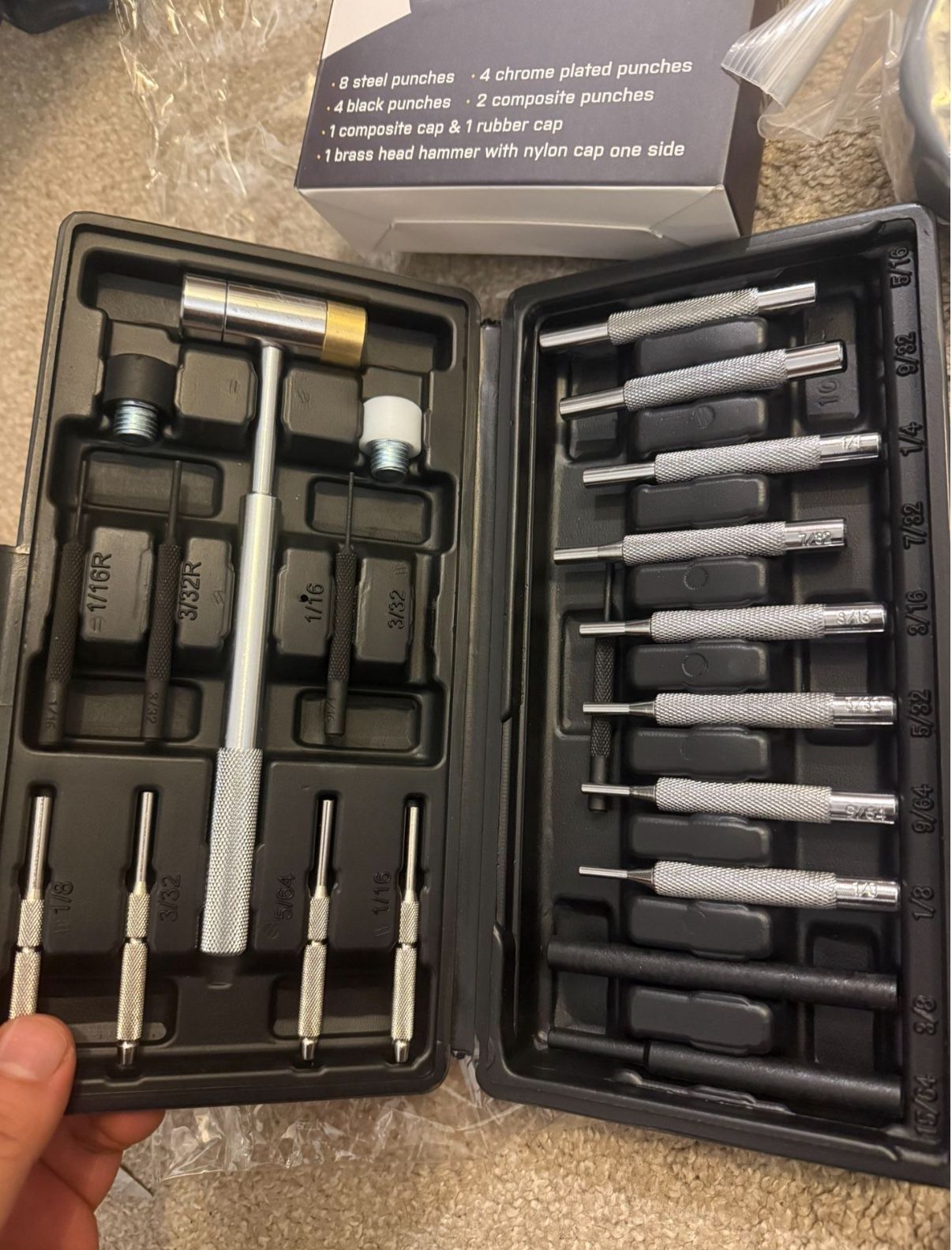 Punch Set, Roll Pin Punch Set, Punch Tool with Hammer
