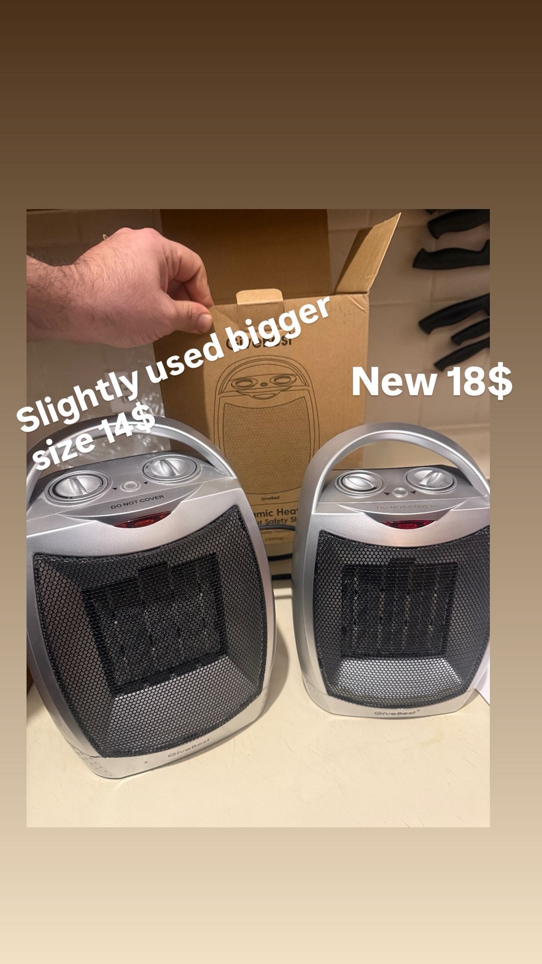 Portable Electric Space Heater 1500W/750W Ceramic Heater Fan