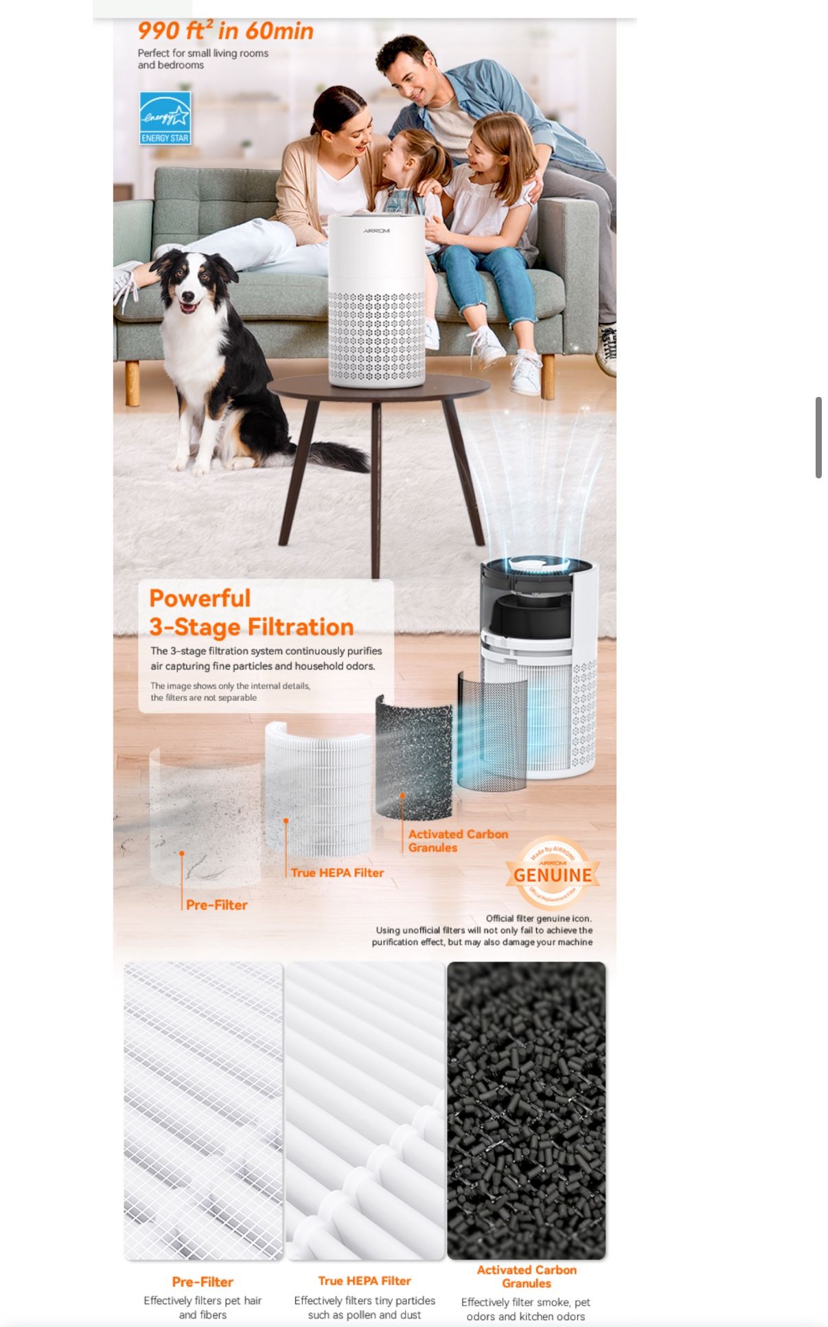 Air Purifier for Bedroom with HEPA Filter & Sleep Mode - photo 4