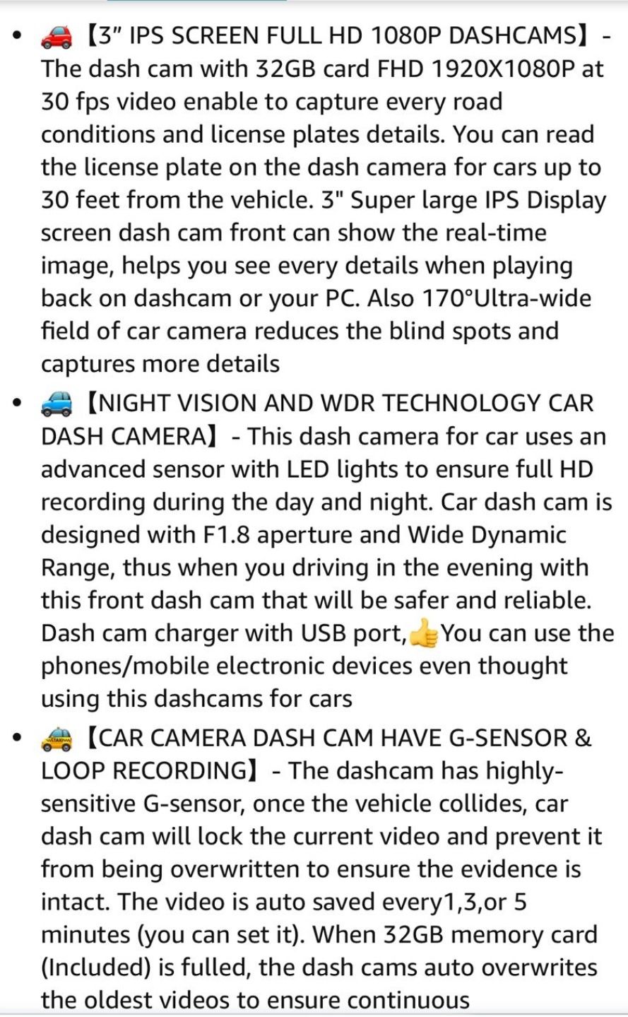 1080P FHD Dash Cam with 32GB Card, Night Vision, 170° Wide - photo 5