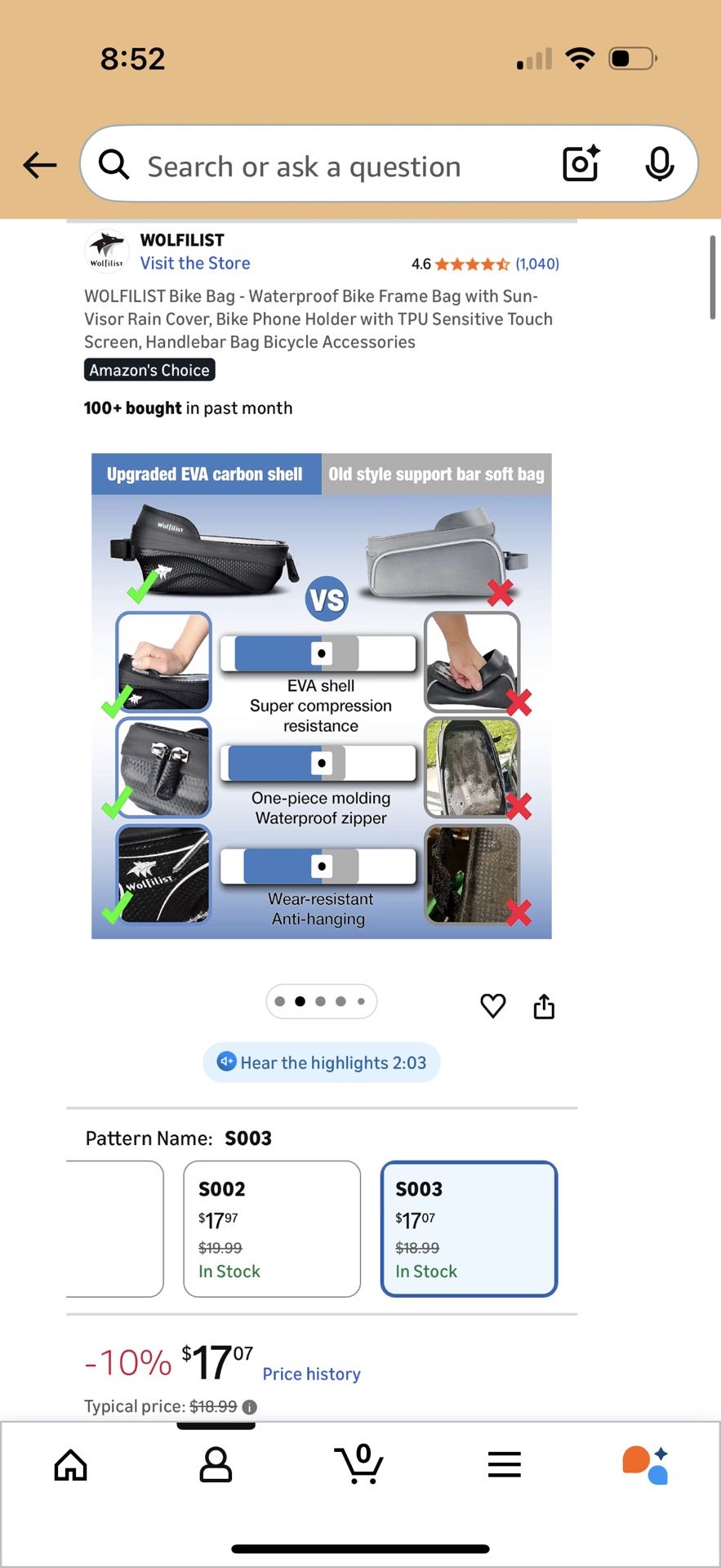 Waterproof Bike Frame Bag with Phone Holder - photo 5