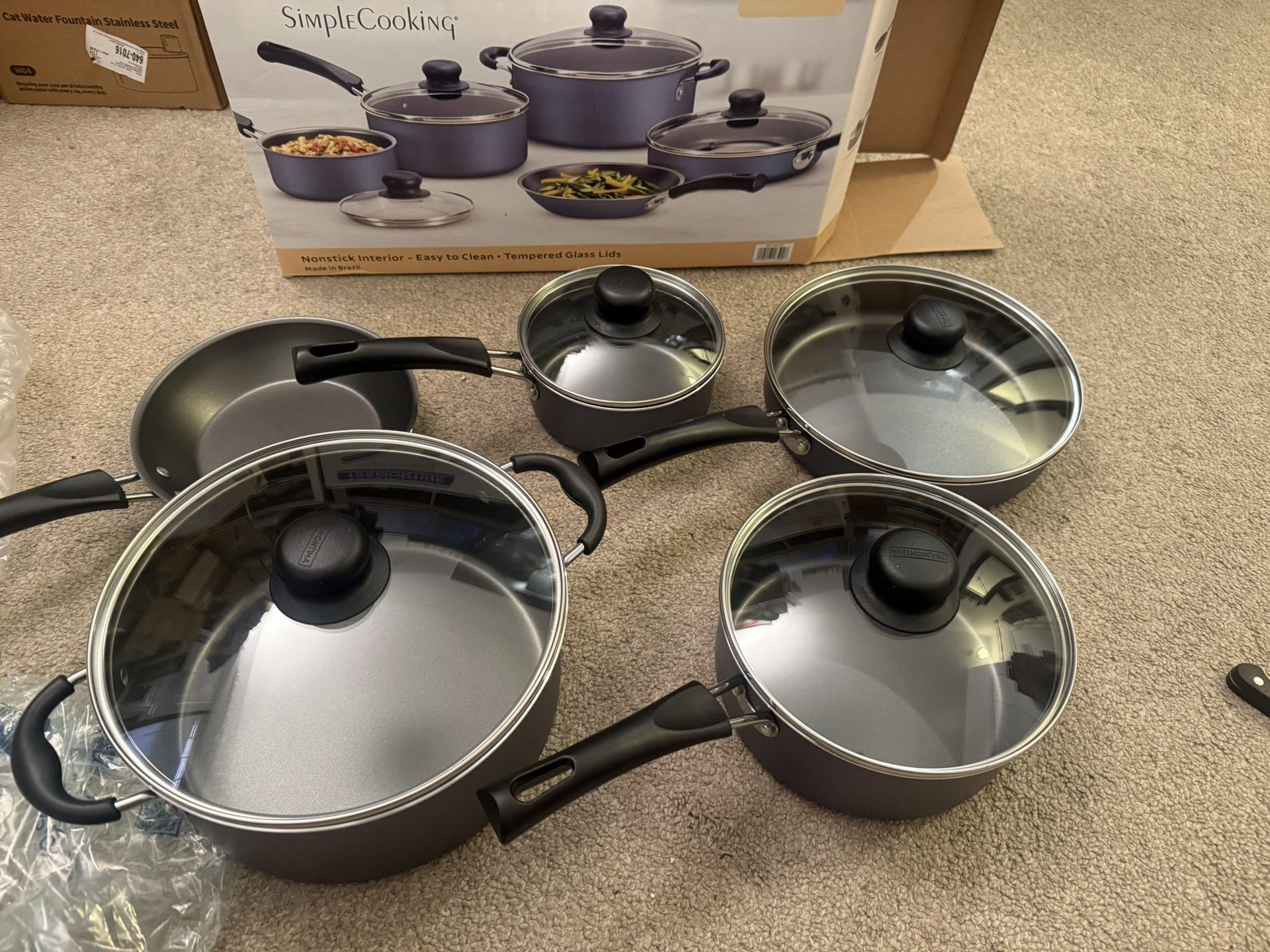 9-Piece Non-stick Cookware Set, Red
