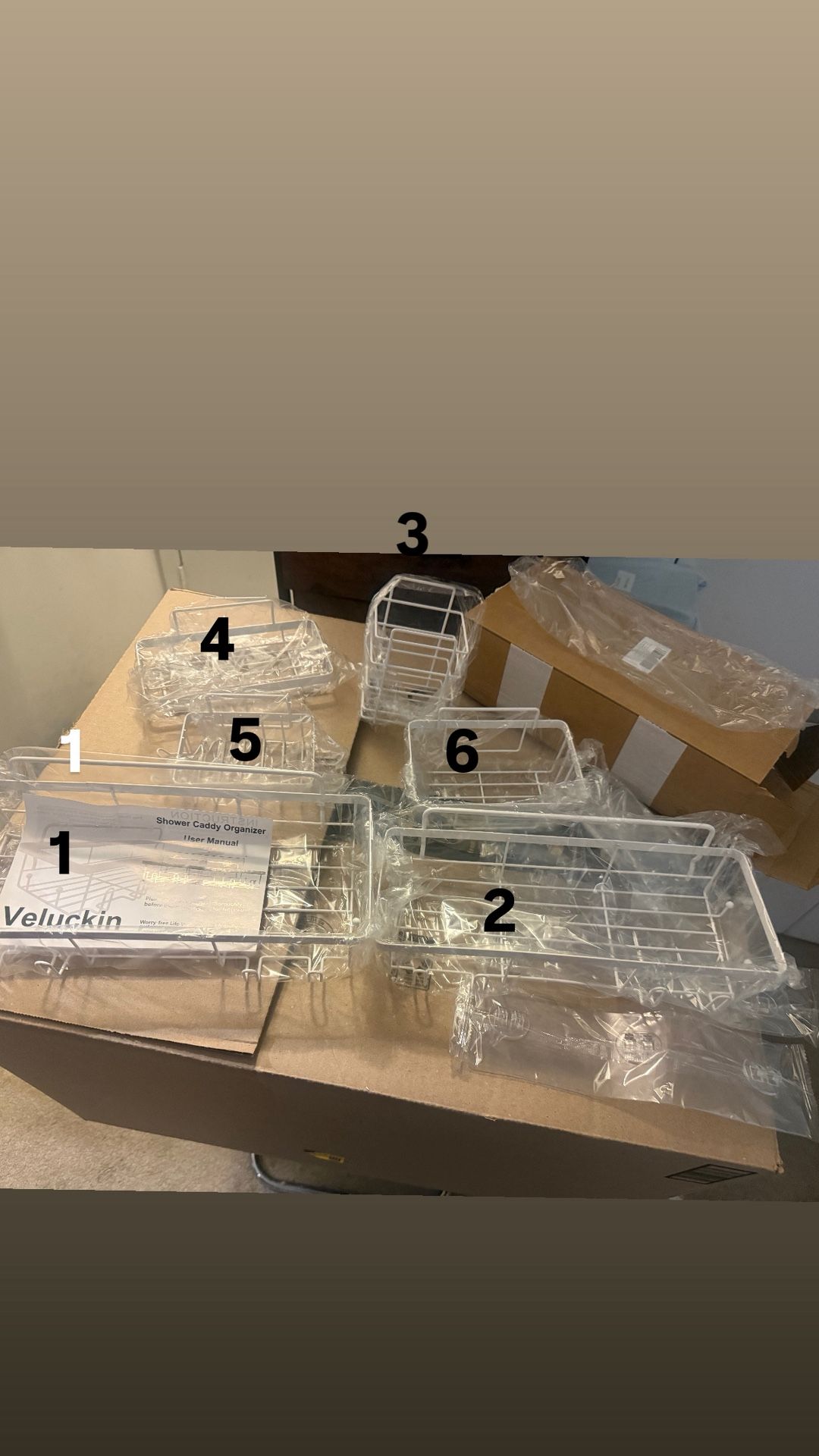 6pcs Stainless Steel Rustproof Shower Caddy Set - photo 2