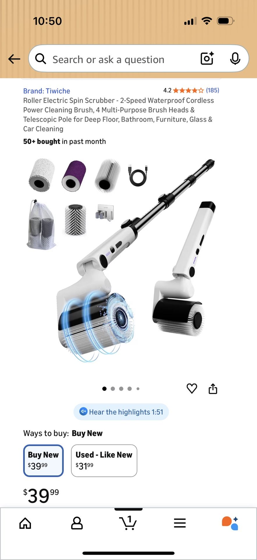 Roller Electric Spin Scrubber with 4 Brush Heads - photo 4