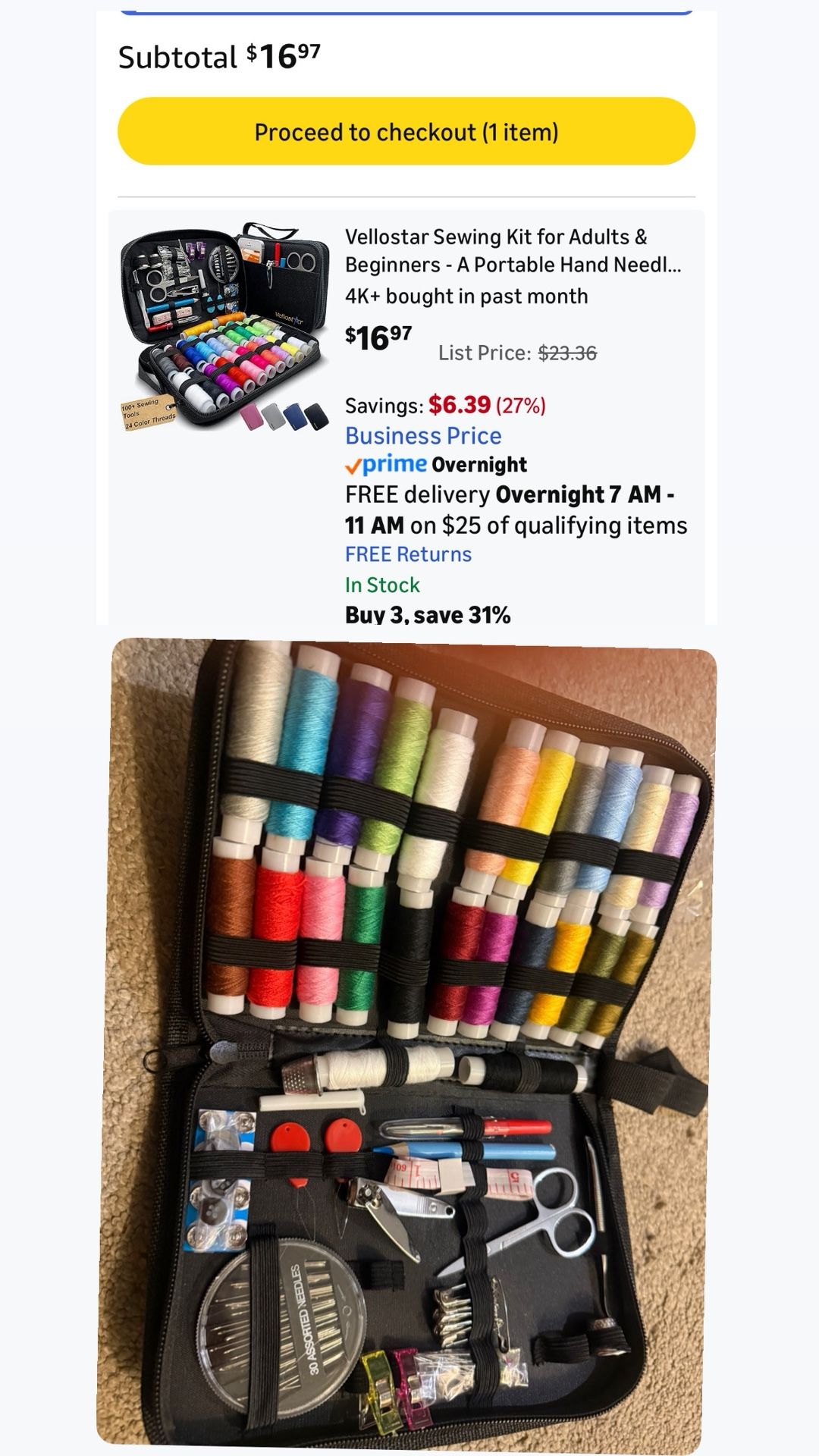 Sewing Kit with 100 Supplies and 24-Color Threads
