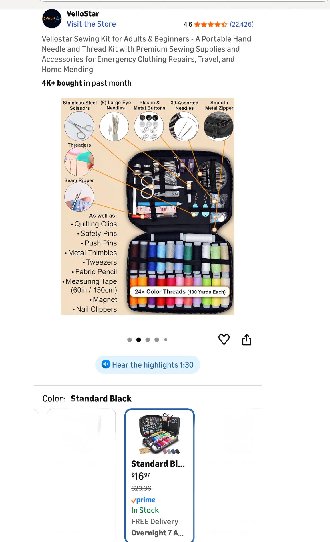 Sewing Kit with 100 Supplies and 24-Color Threads - photo 5