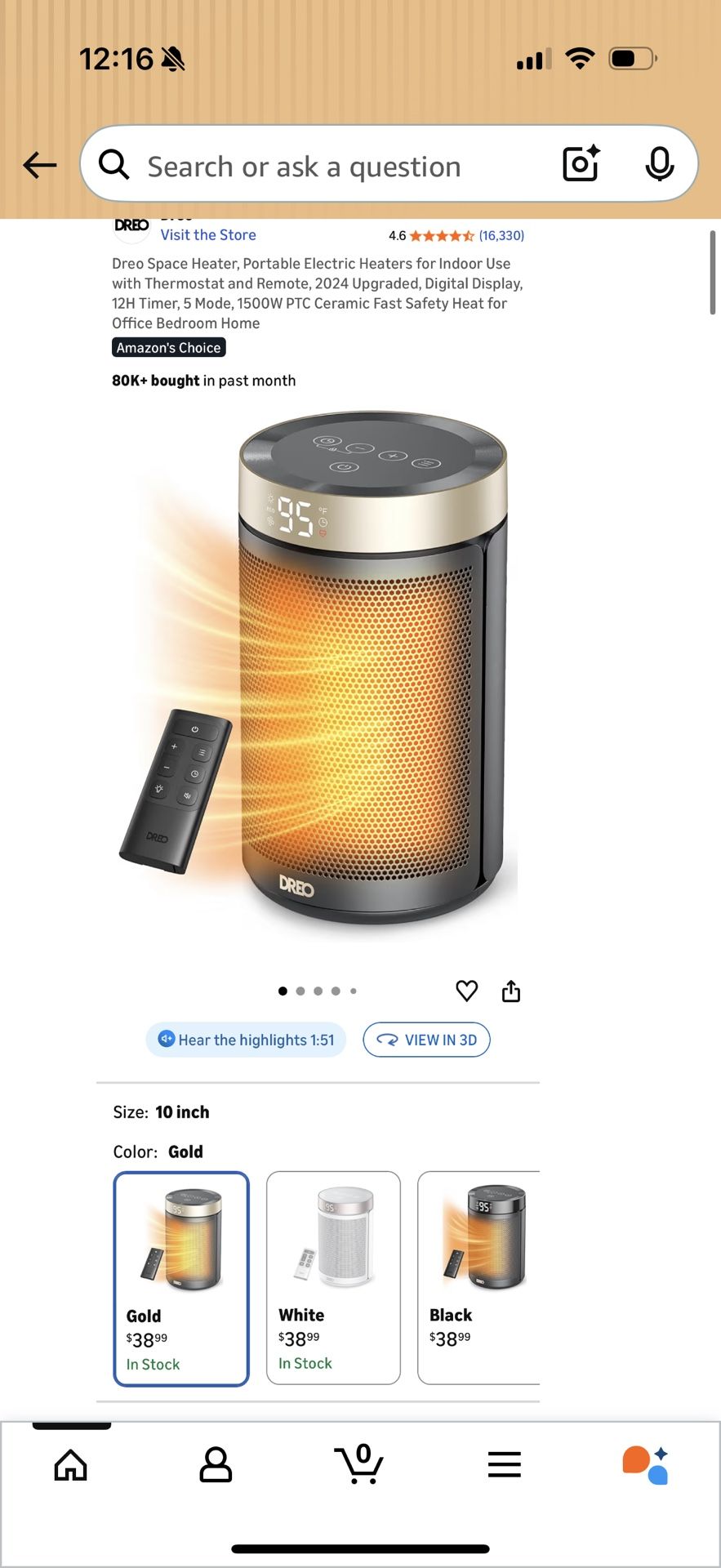 Portable 1500W PTC Ceramic Space Heater with Remote - photo 4