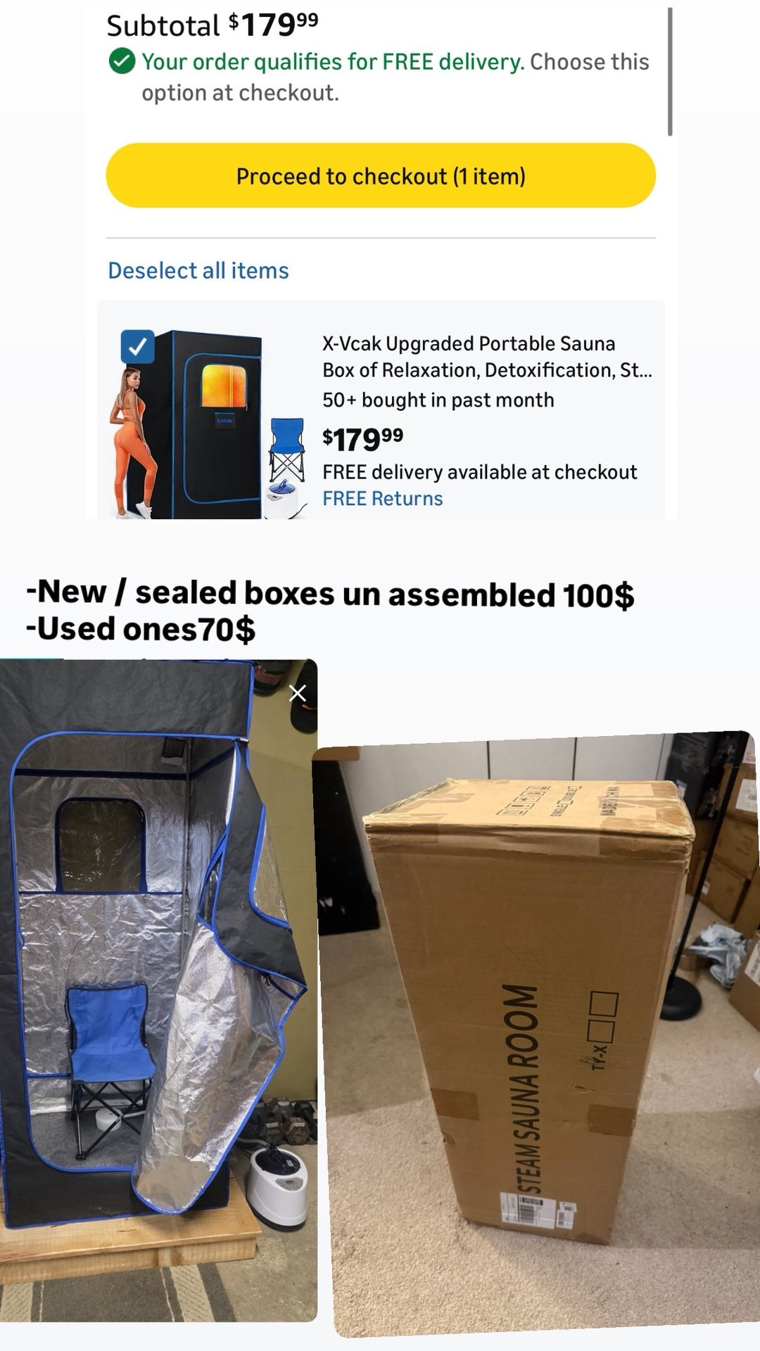Portable Steam Sauna Box with Steamer and Chair