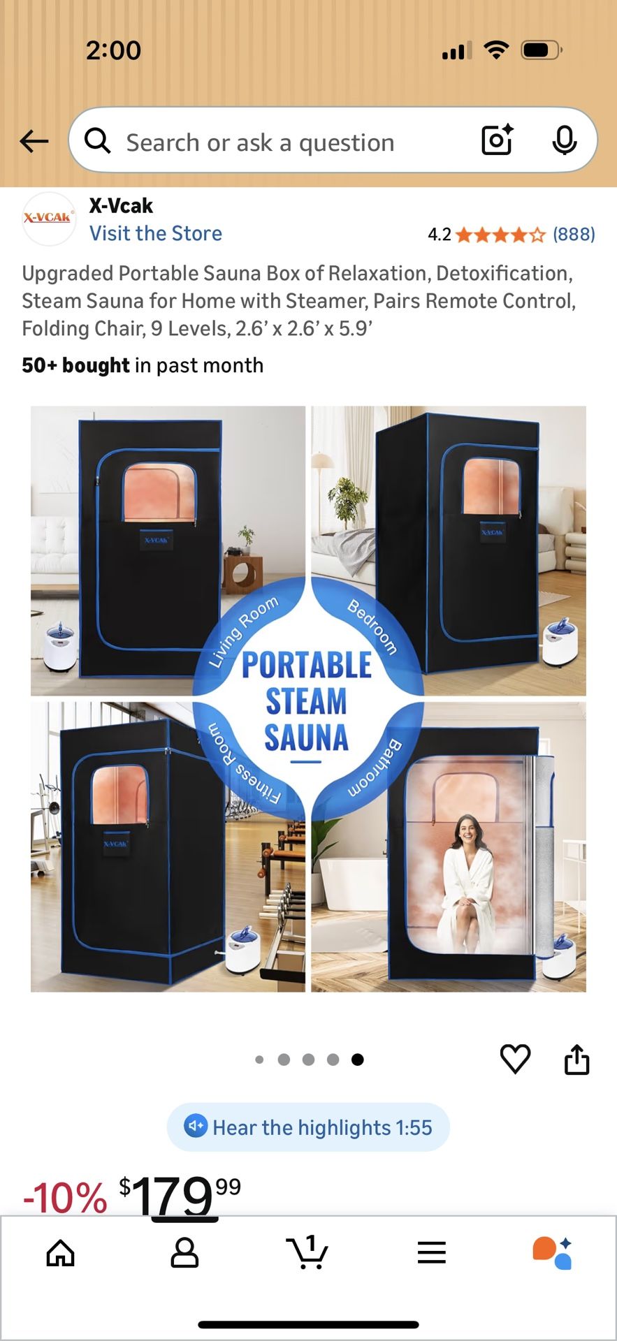 Portable Steam Sauna Box with Steamer and Chair - photo 4
