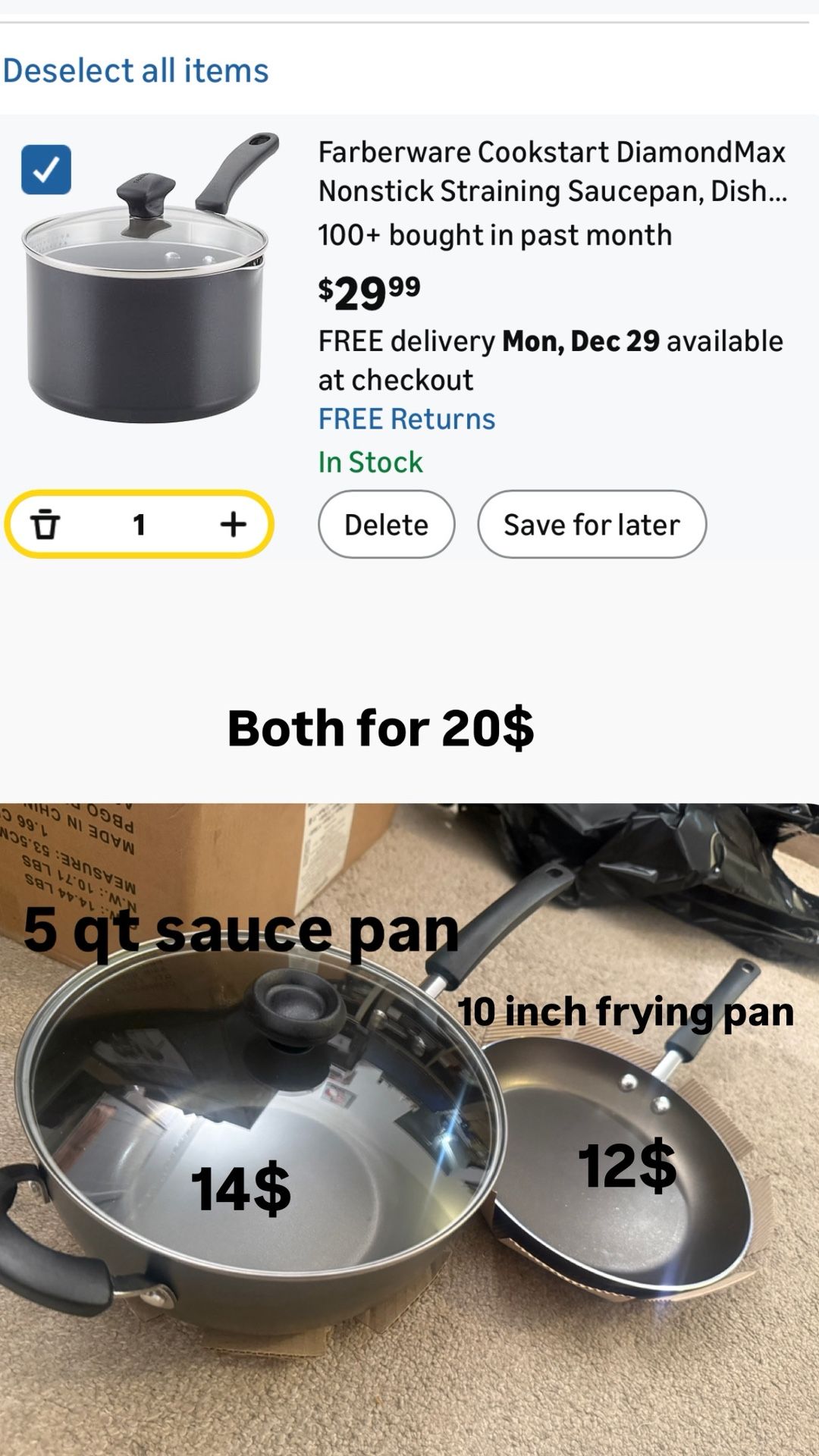 Farberware Nonstick 5Qt Saucepan and 10 inch Frying Pan - photo 2