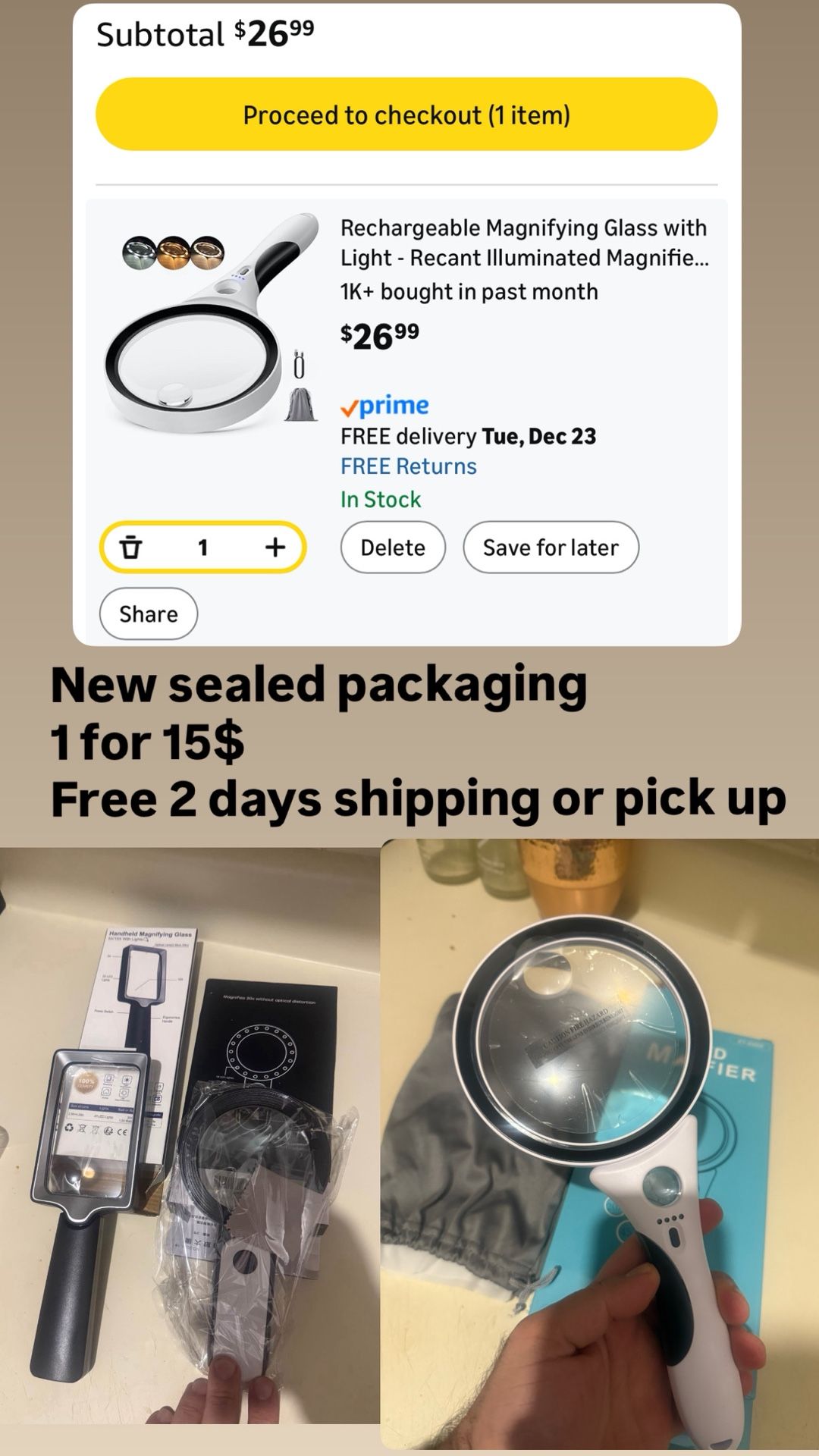 Rechargeable Magnifying Glass with 18 LED Light - photo 2