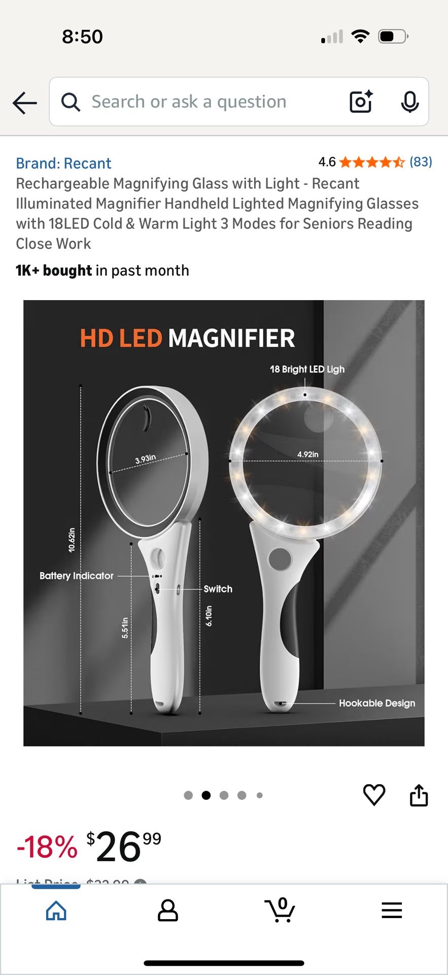 Rechargeable Magnifying Glass with 18 LED Light - photo 3