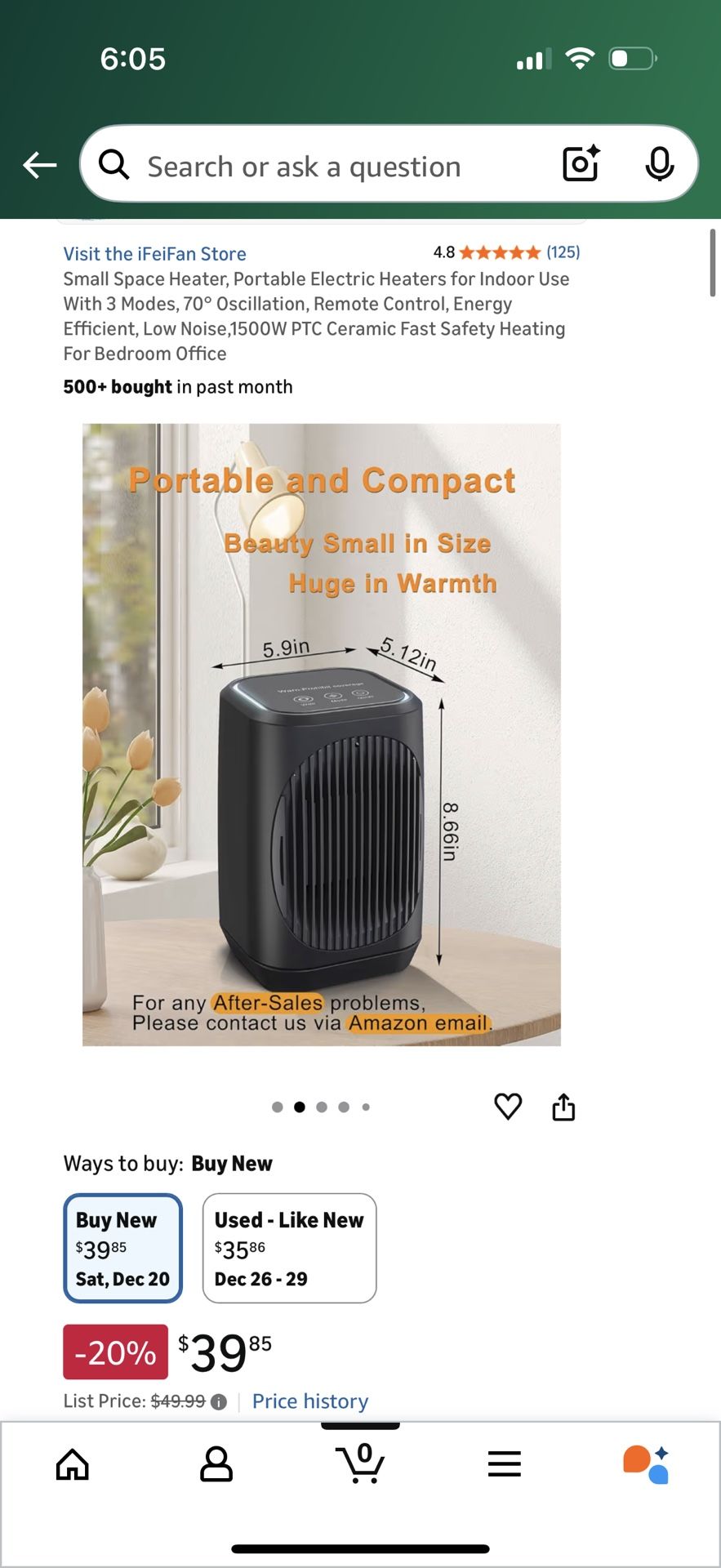 Portable Electric Space Heater with Remote and Oscillation - photo 2
