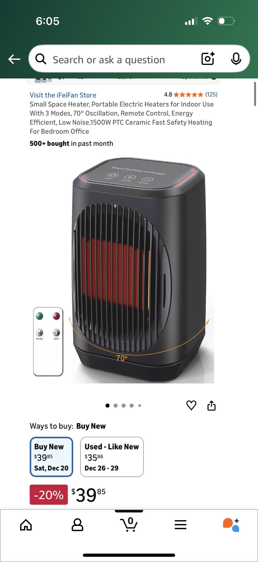 Portable Electric Space Heater with Remote and Oscillation - photo 3