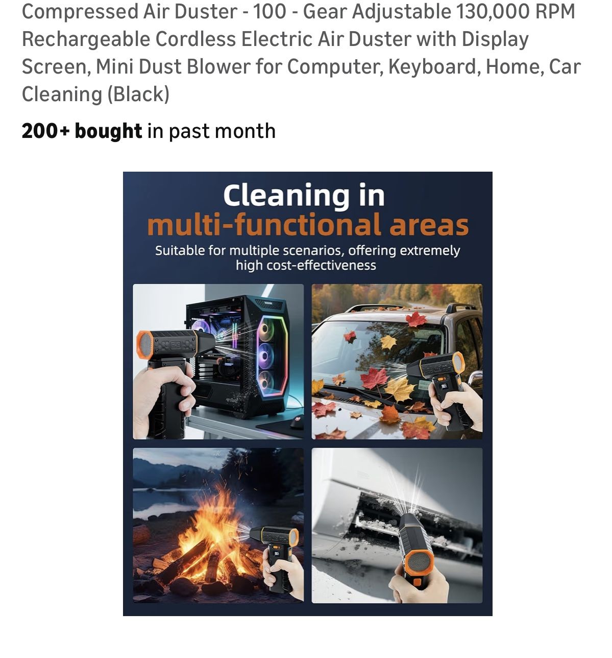 130,000 RPM Rechargeable Cordless Electric Air Duster - photo 2