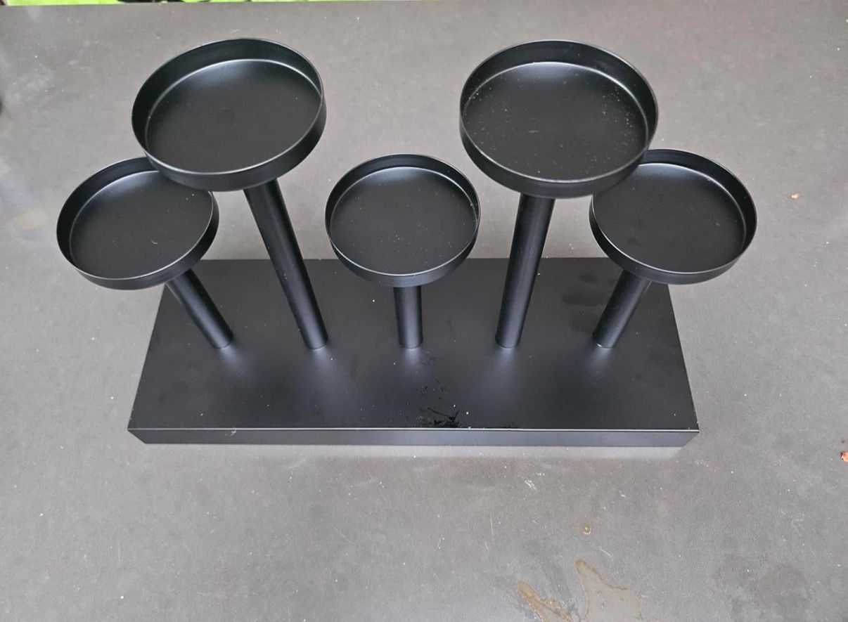 5 Black Metal Pillar Candlestick Holders - photo 3