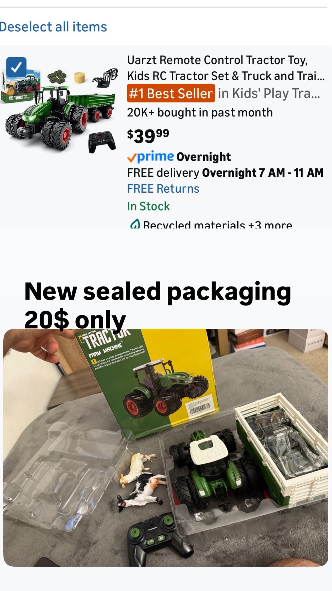 Remote Control Tractor Toy Set with Trailer and Loader - photo 5