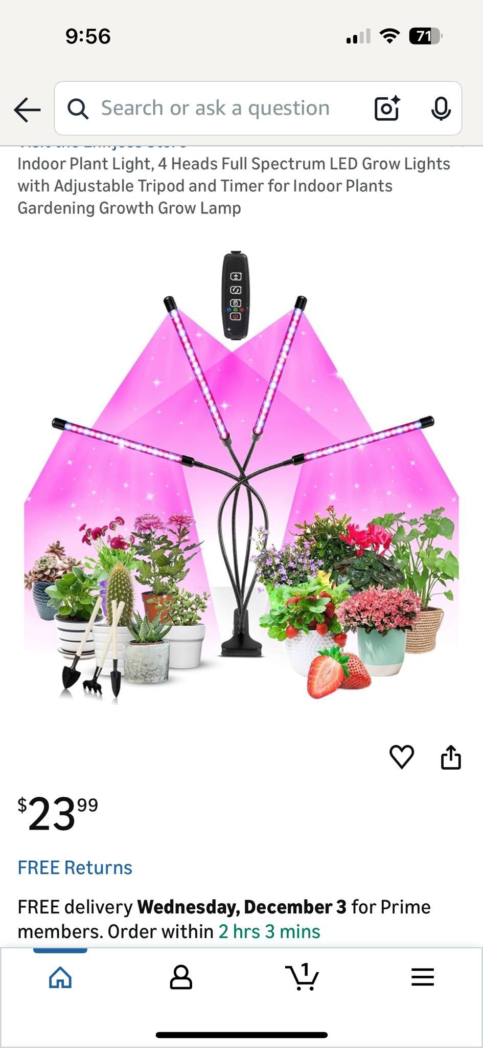 LED Plant Growth Light with Timer and Adjustable Brightness - photo 2