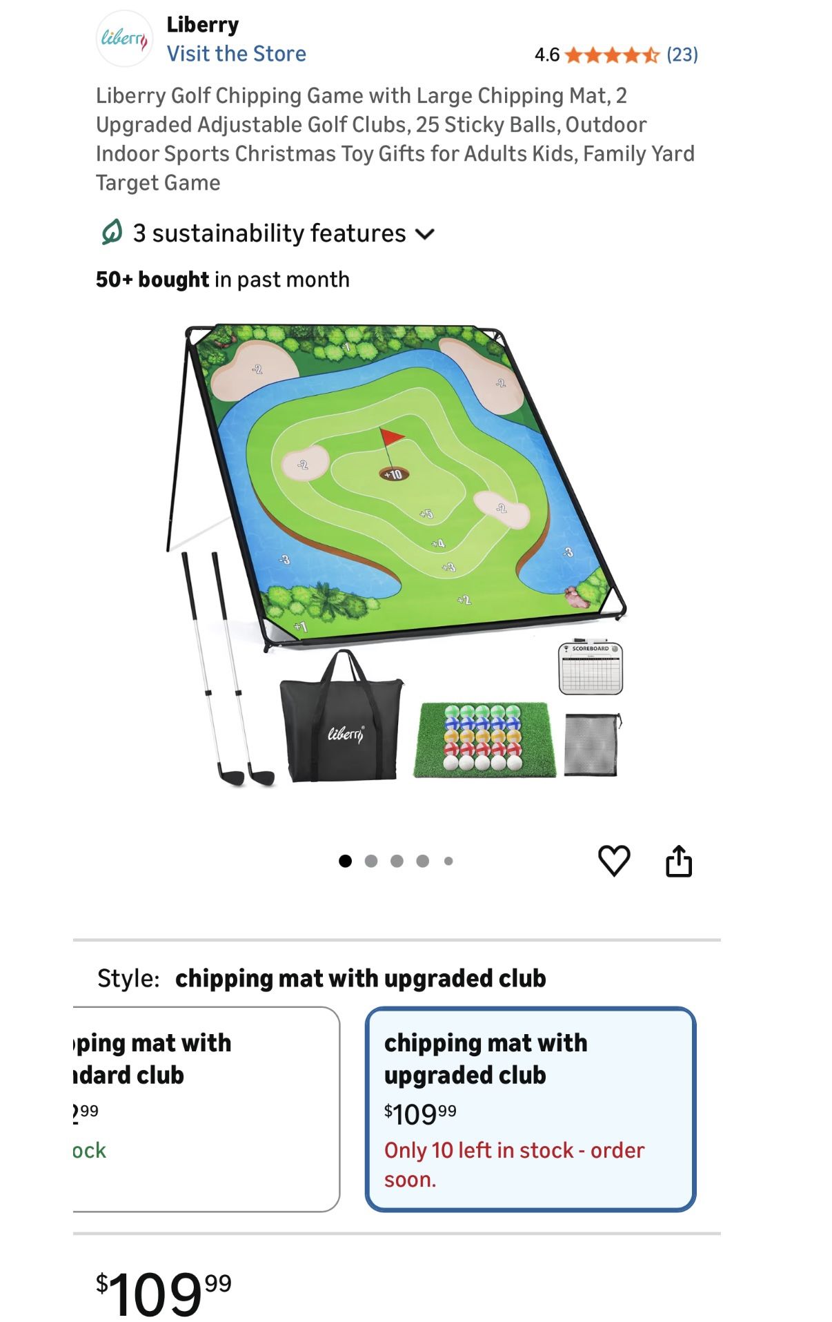 6ftx6ft Golf Chipping Game Set with Mat, Balls, and Clubs