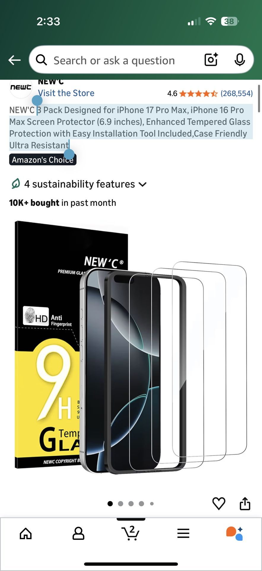 3 Pack Tempered Glass Screen Protectors for iPhone/Samsung - photo 2