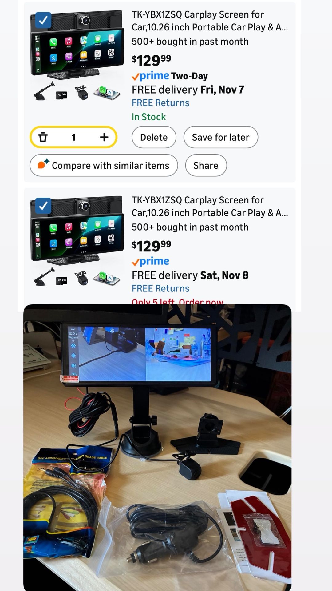 10.26 inch Portable Carplay & Android Auto Touch Screen