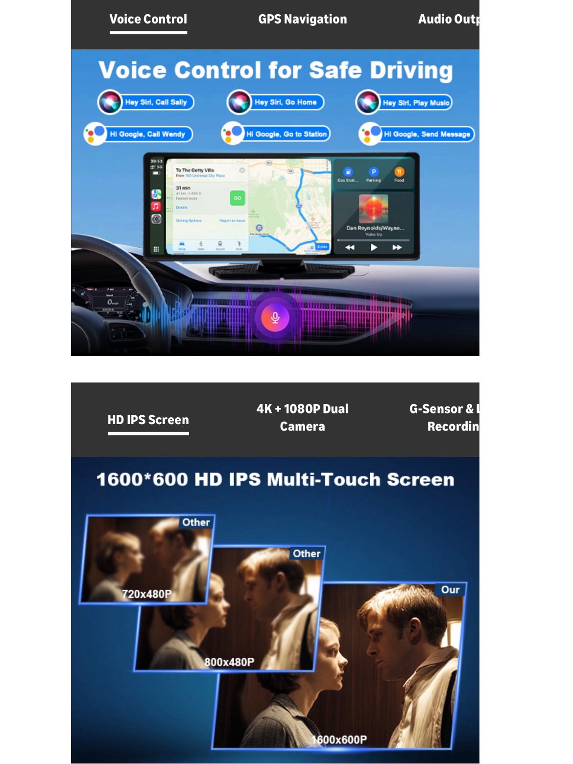 10.26 inch Portable Carplay & Android Auto Touch Screen - photo 3