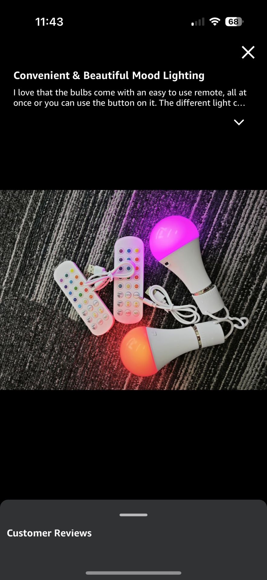 2 Pack 5200mAh Rechargeable Remote Light Bulbs E26