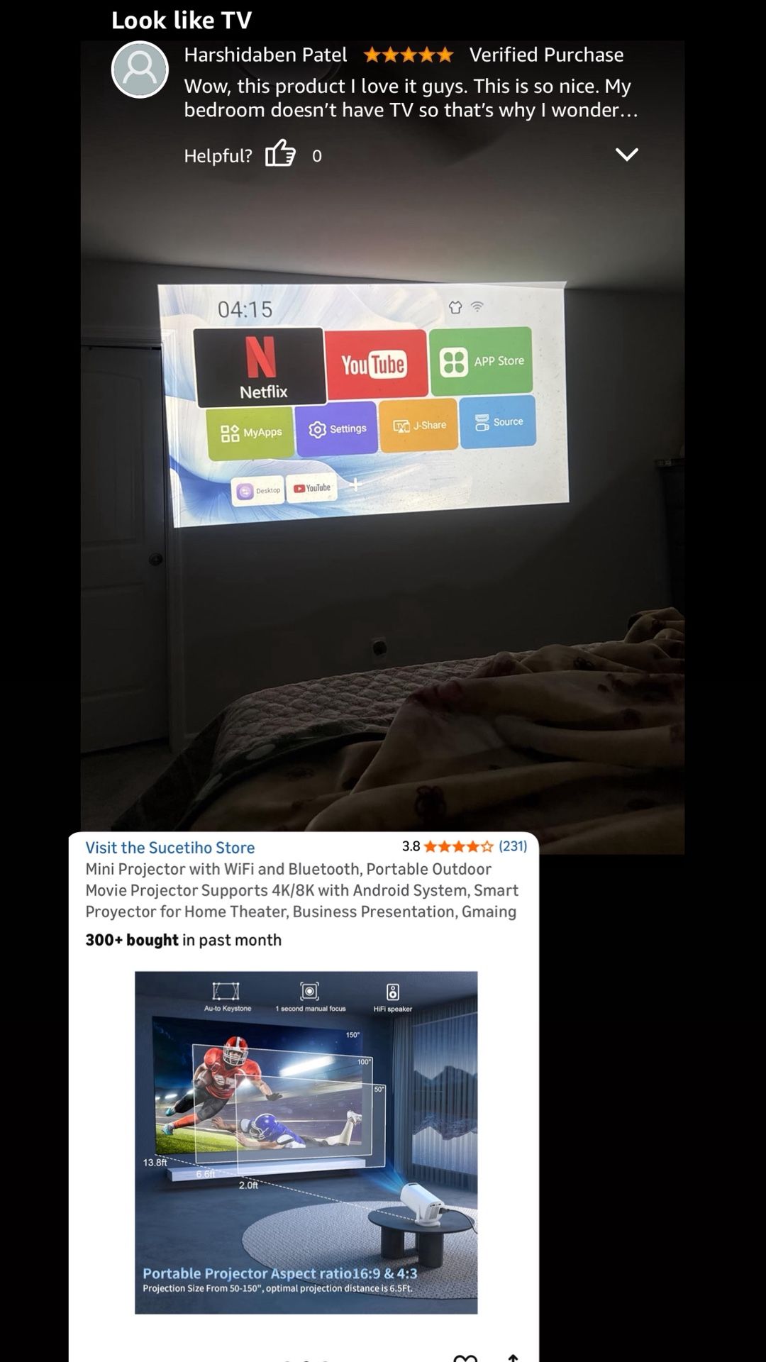 1080P WiFi & Bluetooth Projector with Auto Focus - photo 2