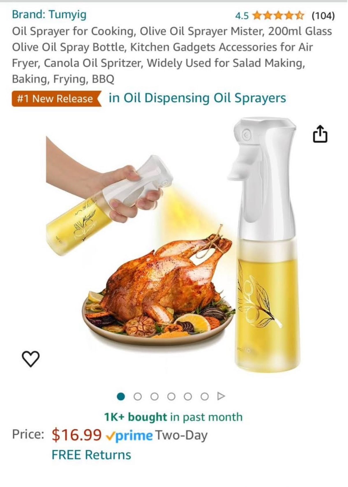 Oil Sprayer for Cooking, 200ml Glass Olive Oil Spray Bottle - photo 4