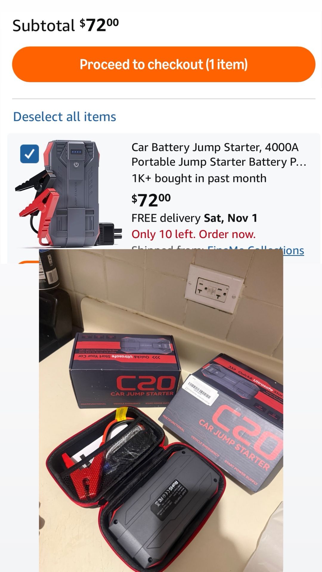 4000A Portable Car Battery Jump Starter Pack - photo 2