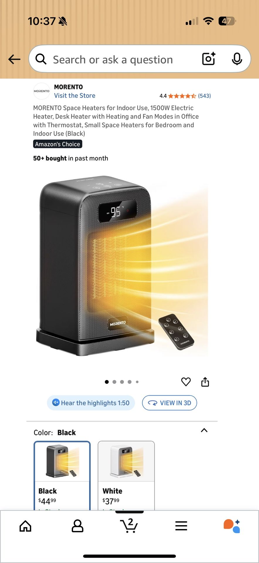 2 in 1 Space Heater and Fan - 1500W Electric Heater - photo 5