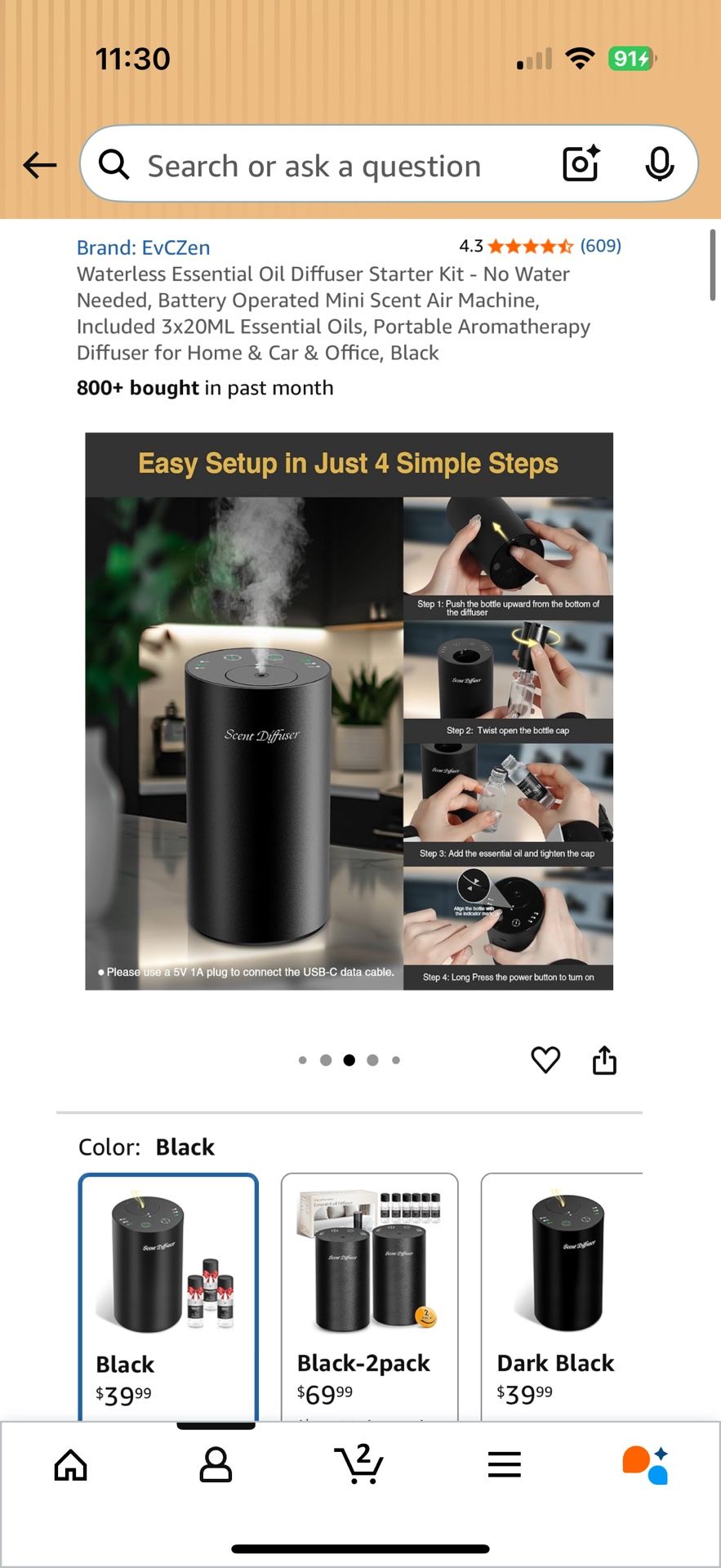 Waterless Essential Oil Diffuser Starter Kit with 3 Oils - photo 4