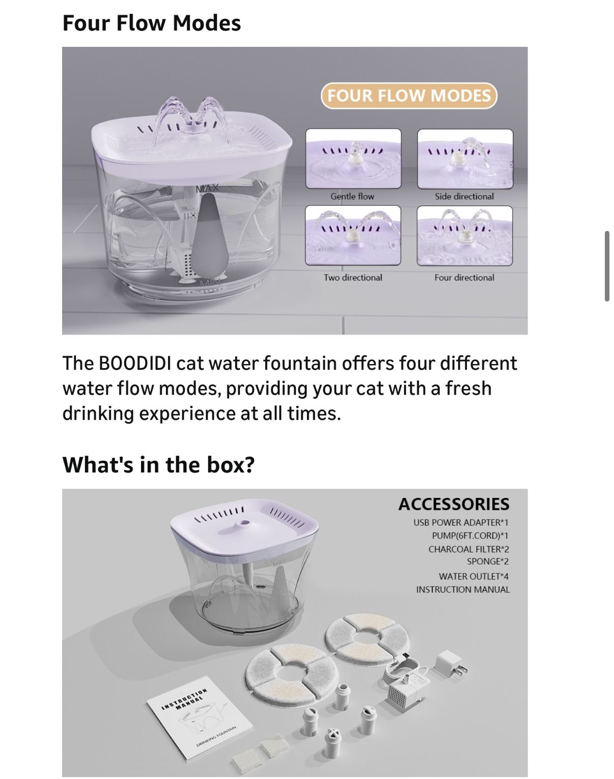 Cat Water Fountain - BOODIDI Ultra Silent Pet Fountain - photo 3