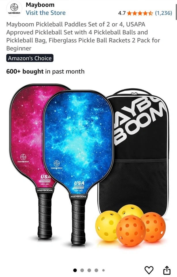Pickleball Paddles Set of 2 with 4 Balls and Bag - photo 5