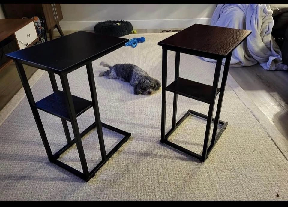 C-Shaped Side Table with Storage Shelf - photo 2