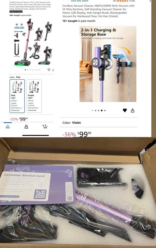 Cordless Vacuum Cleaner, 46KPa/500W Stick Vacuum - photo 2