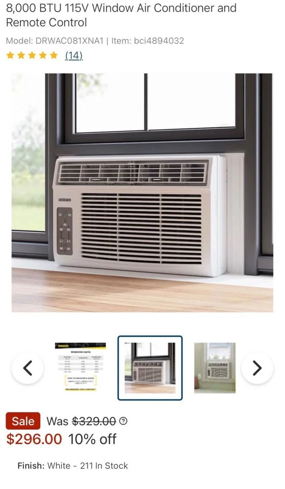 Air Conditioner 8000 BTU Window Unit with Remote - photo 3