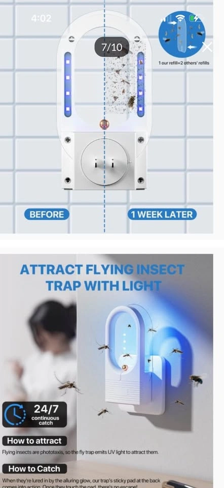 2PCS Fruit Fly Traps for Indoors - UV Light Plug-in Trap - photo 2