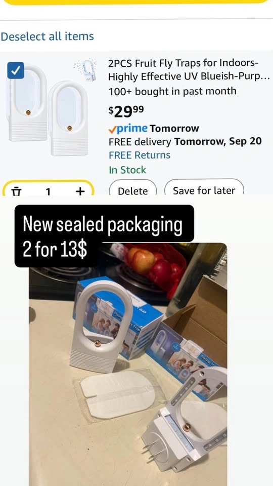 2PCS Fruit Fly Traps for Indoors - UV Light Plug-in Trap - photo 4